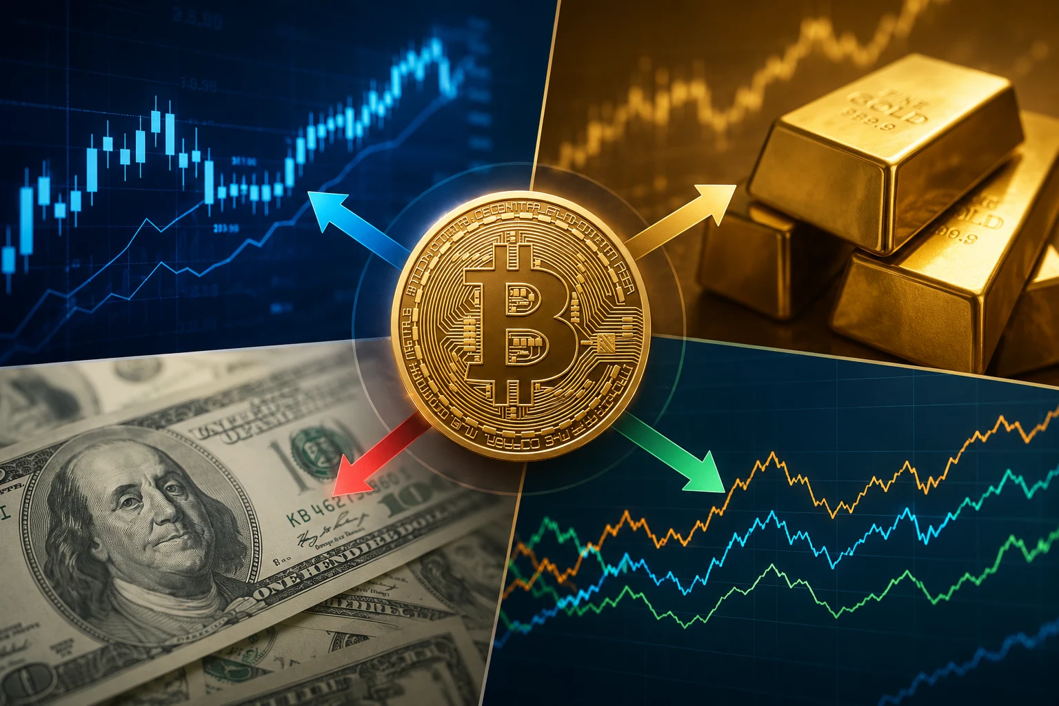 How Bitcoin Correlates with Stocks, Gold, and the Dollar