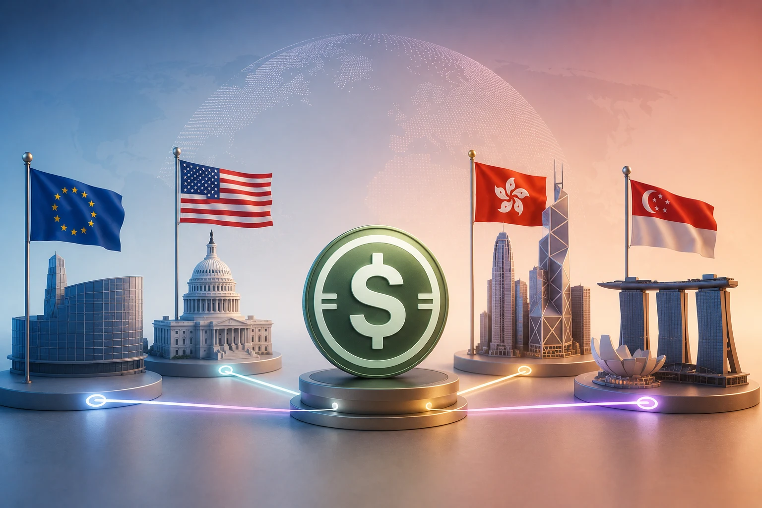 MiCA, GENIUS Act, Hong Kong et Singapour : comparaison des règles sur les stablecoins
