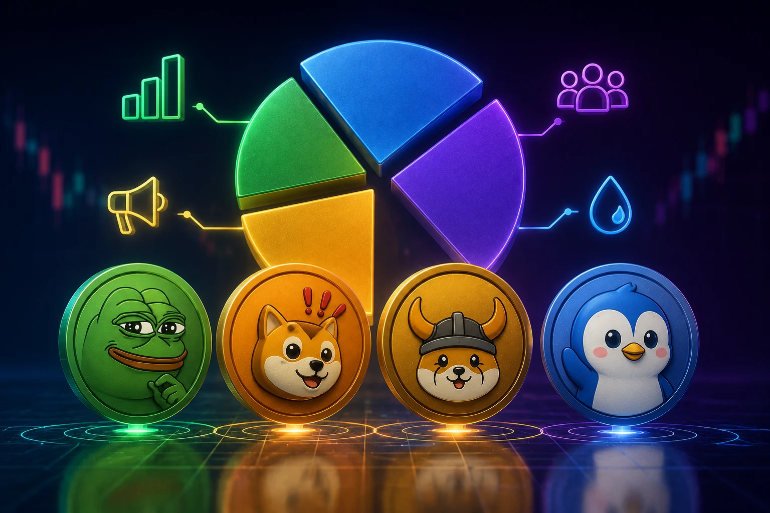 Tokenómica de las meme coins explicada: PEPE, BONK, FLOKI, PENGU