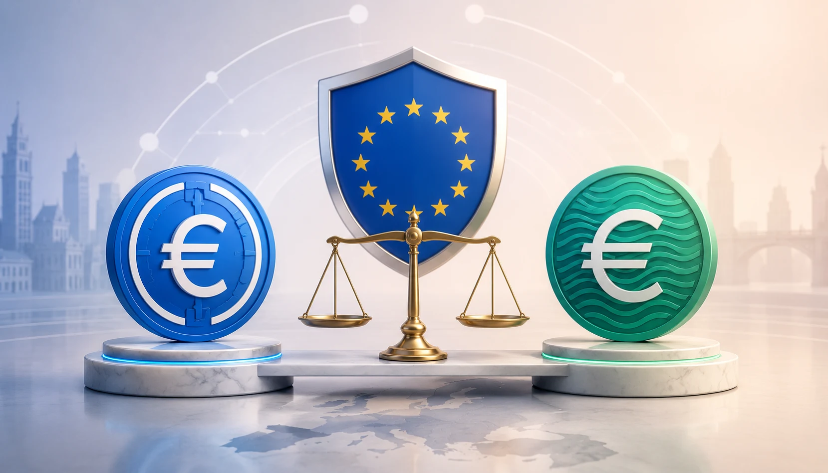 Stablecoins en euros bajo MiCA: EURC frente a EURe