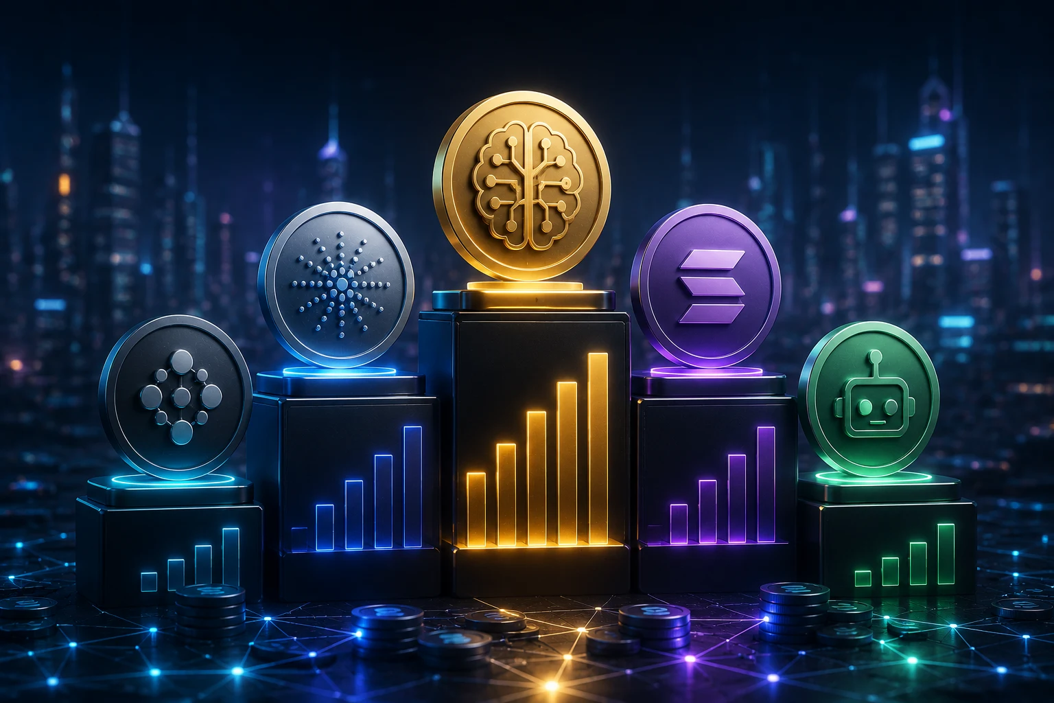 Meilleurs tokens crypto IA classés par revenus on-chain réels