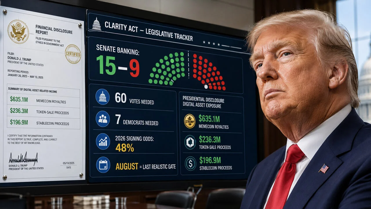 Trump's crypto filing reframes CLARITY Act as vote on himself