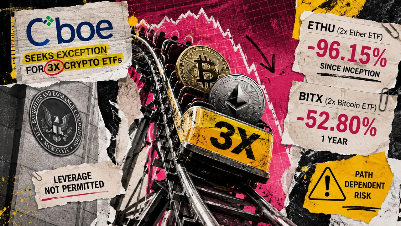 Cboe Files 3x Bitcoin, Ether ETFs as 2x Funds Bleed 96%