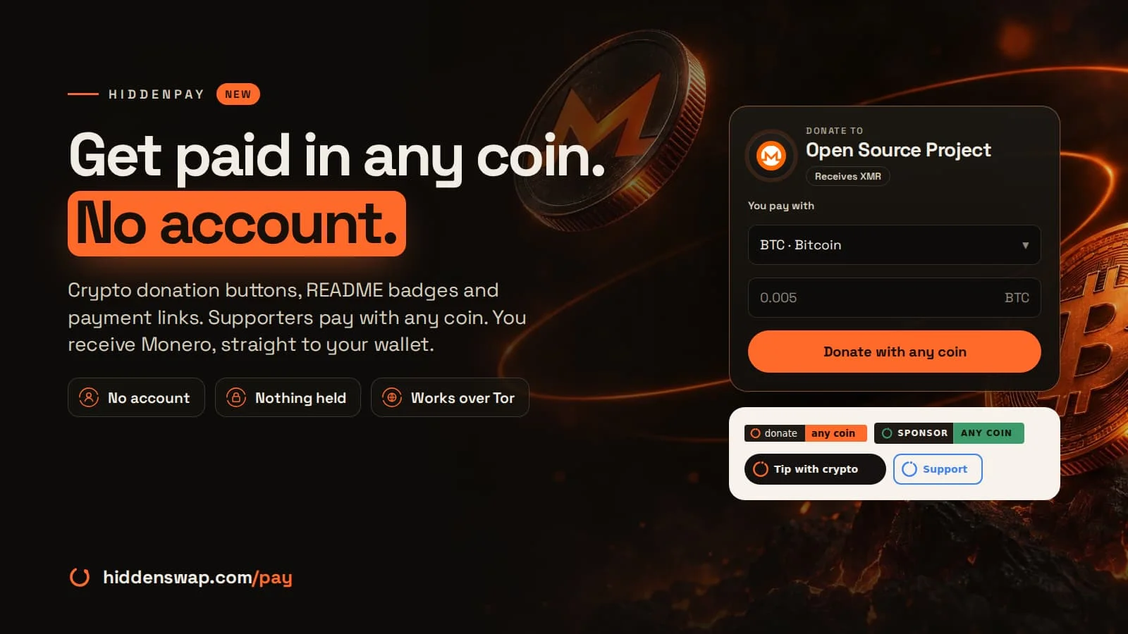 HiddenPay Launches Non-Custodial Crypto Donation Links