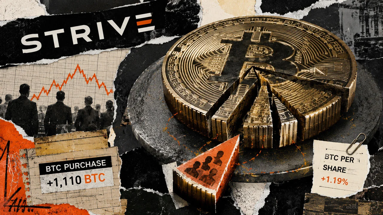 Strive kauft 1.110 BTC, reale Rendite liegt bei 1,19 %