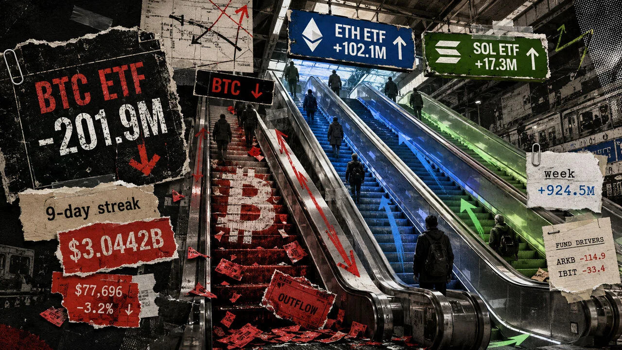 Bitcoin ETFs Shed $201.9M, End 9-Day $3B Streak