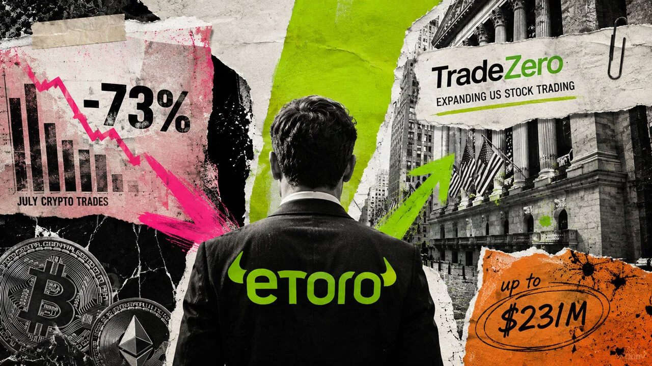 eToro Pivots $231M to Stocks as Crypto Retail Trading Falls 73%