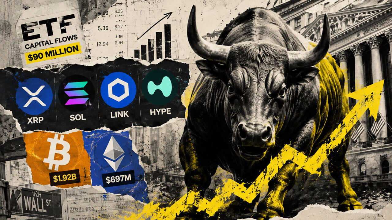Altcoin ETFs draw nearly $90M as XRP leads SOL and HYPE