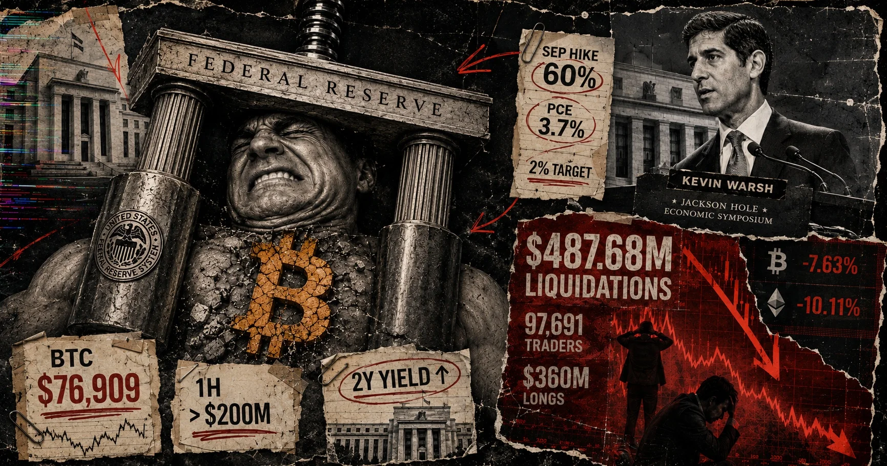 BTC cae por debajo de 77.000 $ tras el mensaje de Warsh