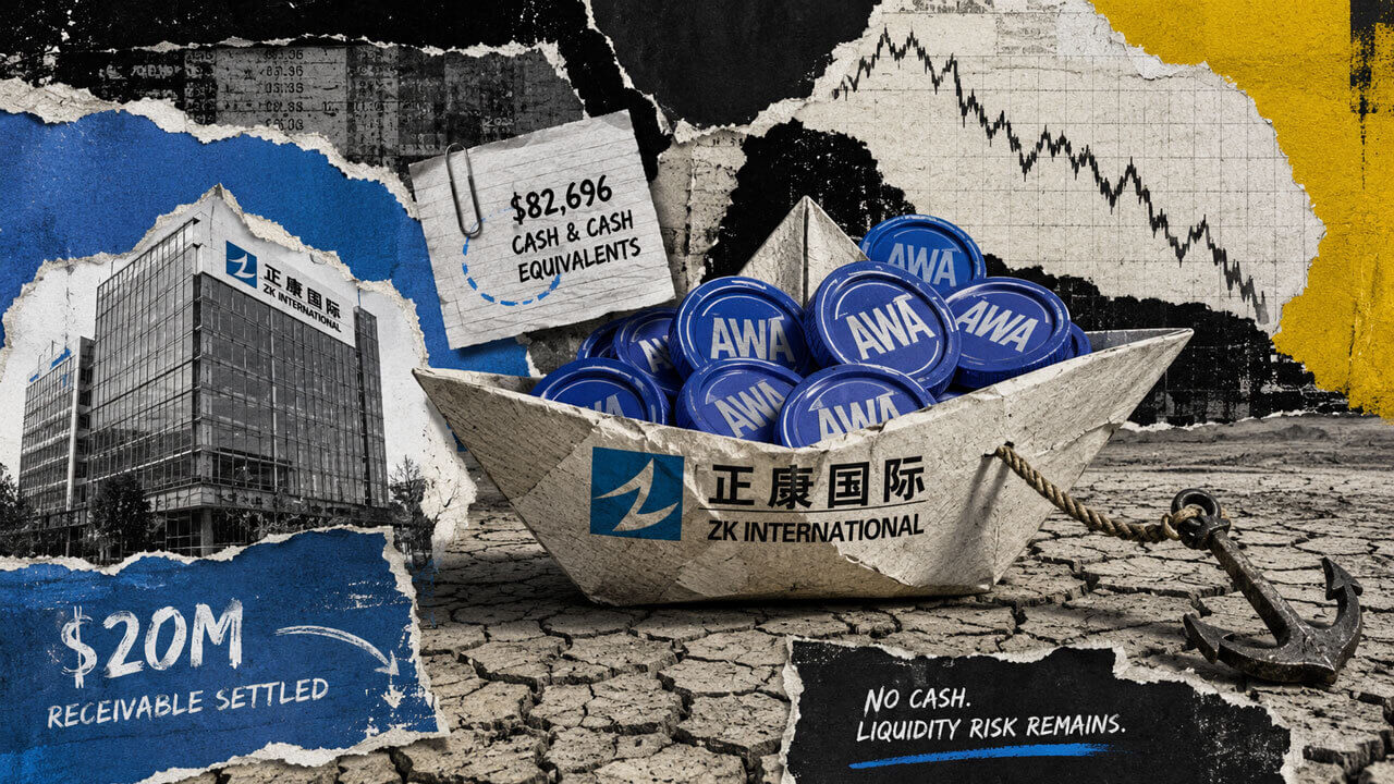ZK International's $20M AWA payout left it with $83K in cash