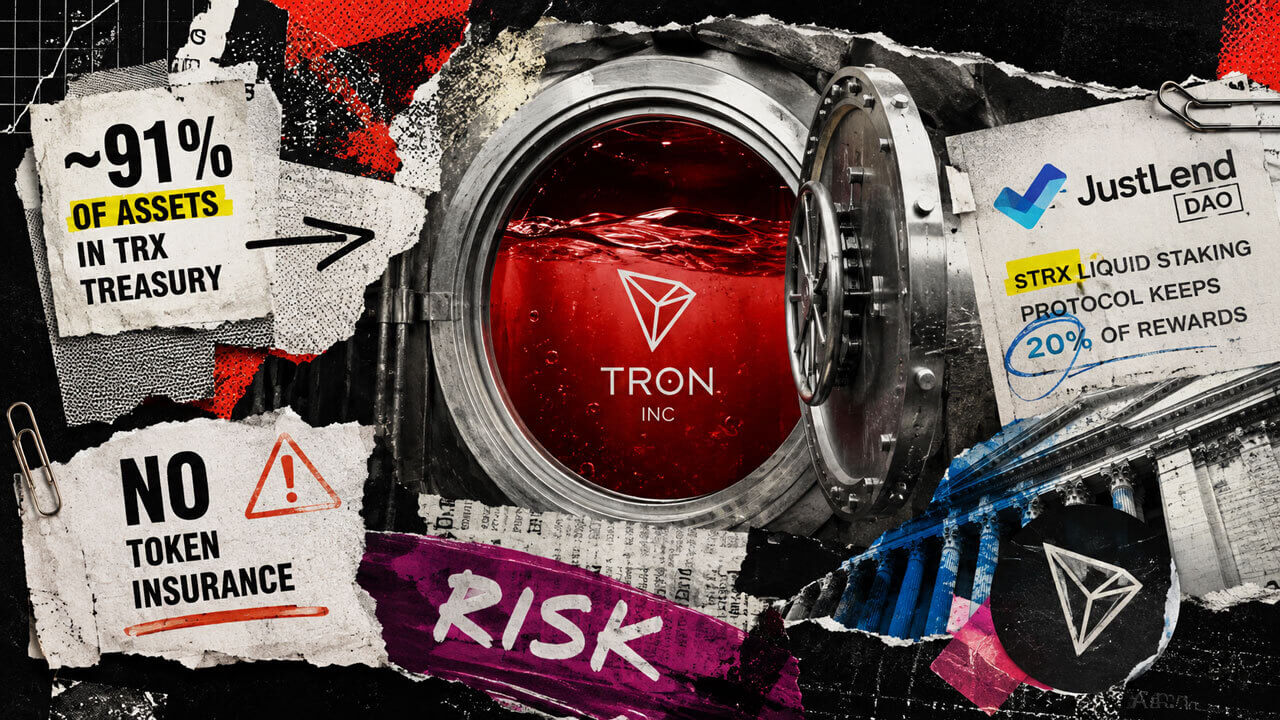 Tron Inc. parks 90%+ of assets in uninsured JustLend as TRX…