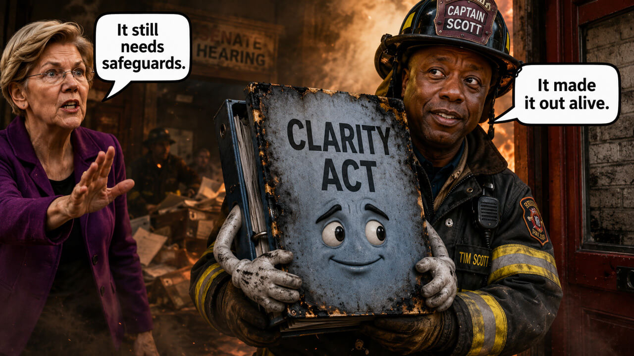 CLARITY Act clears Senate Banking Committee 15-9 after bruising Warren-led resistance!