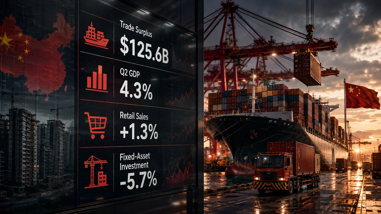 China GDP Slows to 4.3% Despite $125.6B Surplus