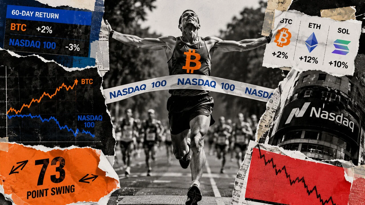 Bitcoin and Altcoins Erase 68-Point Gap to Lead Nasdaq
