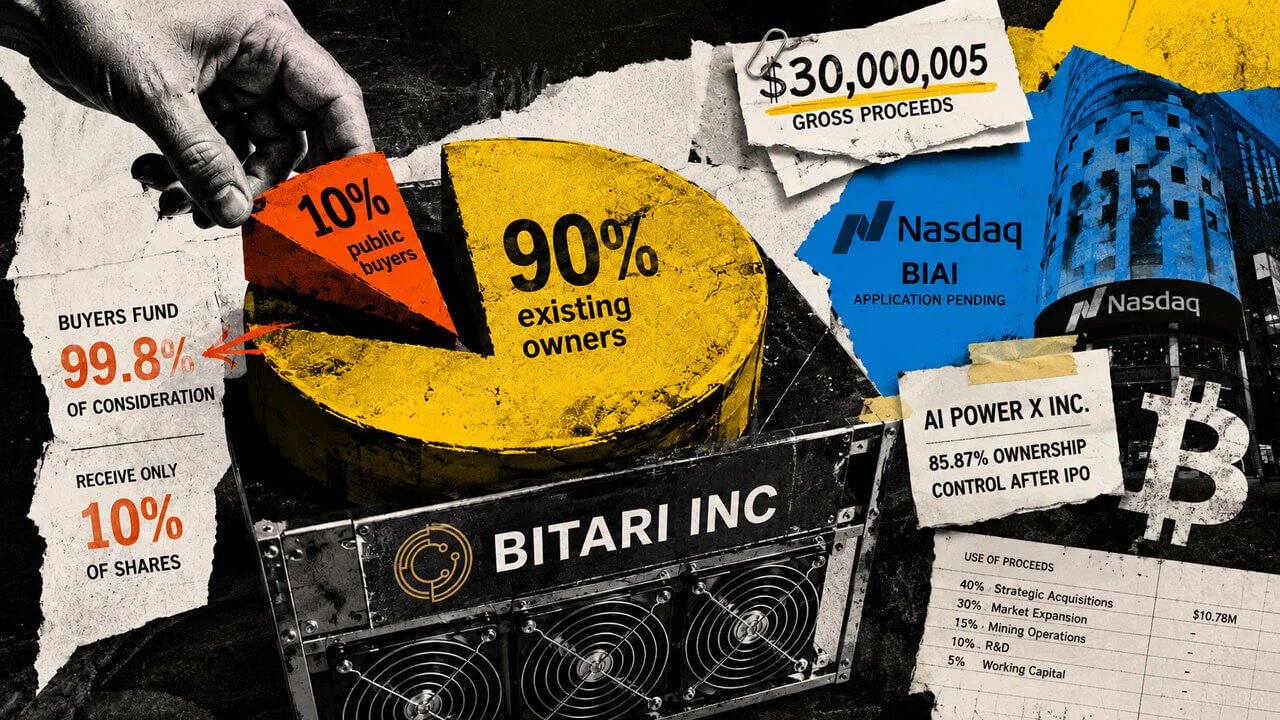 L'IPO de Bitari offre aux acheteurs 10 % d'équité pour 99,8 % de liquidités