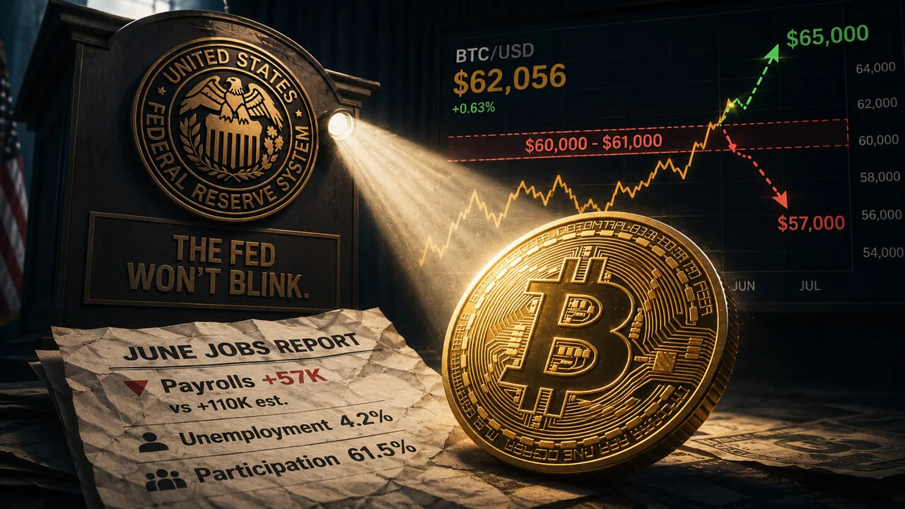 BTC aguanta: nóminas tibias y paro del 4,2% dan señal mixta a la Fed