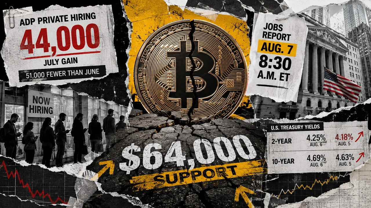 Bitcoin Holds $64K as Hiring Drops 53% Before Jobs Report
