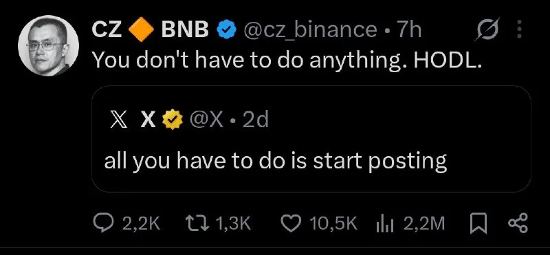 CZ keeps it simple: just HODL.