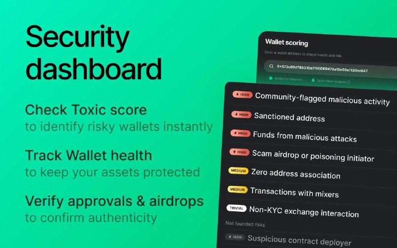 Web3 Antivirus lets you scan any Ethereum address for toxic score and risky approvals before you interact.