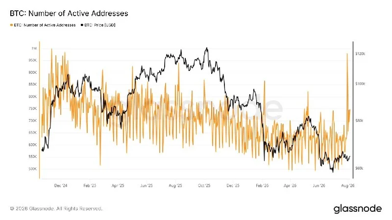 BTC Active Addresses Surge to 0.98M After Coldcard Exploit