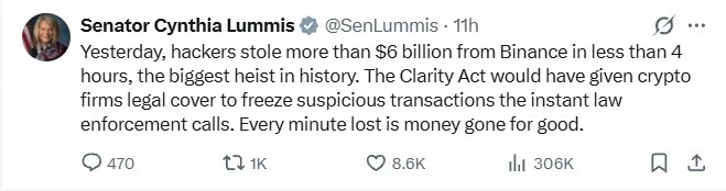 CLARITY Act : Lummis évoque le gel des fonds crypto