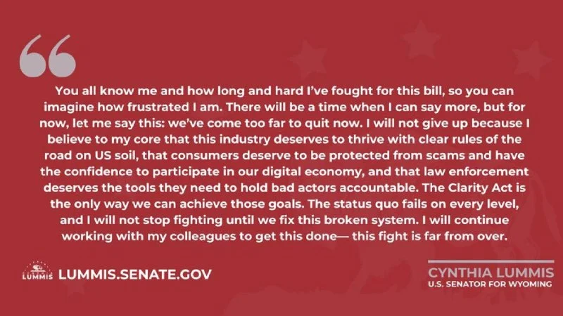 Clarity Act: Lummis Vows to Keep Fighting After Setback