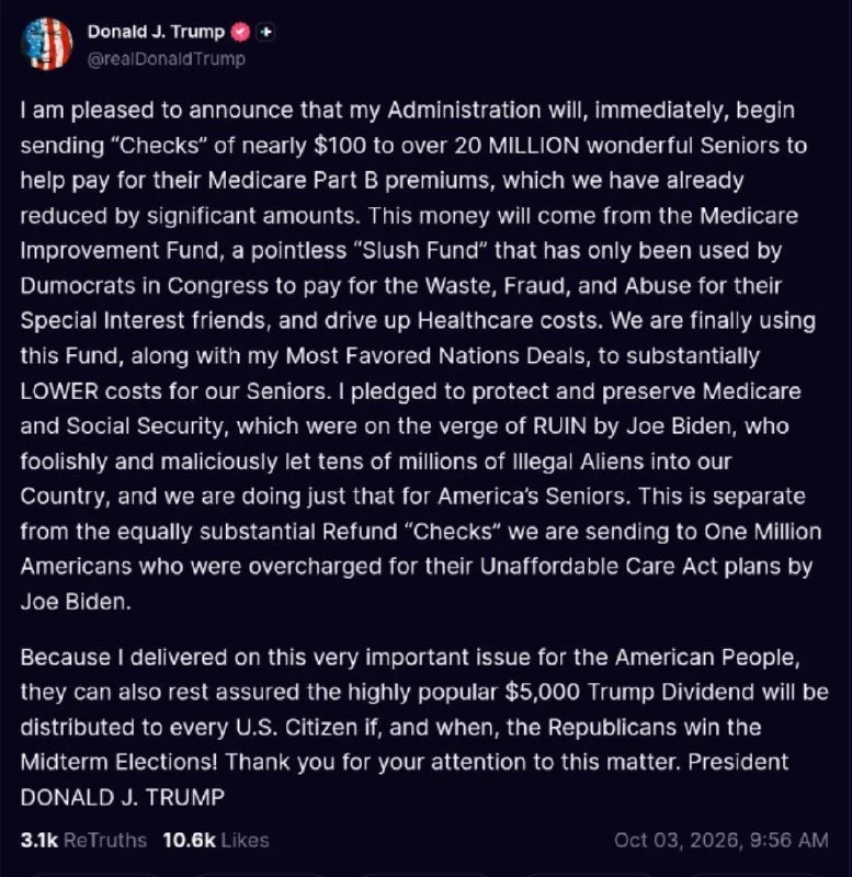 Trump Dividend: Trump Pledges $5,000 Per Citizen on Midterm Win