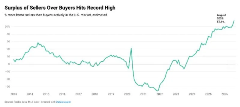 US Home Sellers Outnumber Buyers by a Record 57