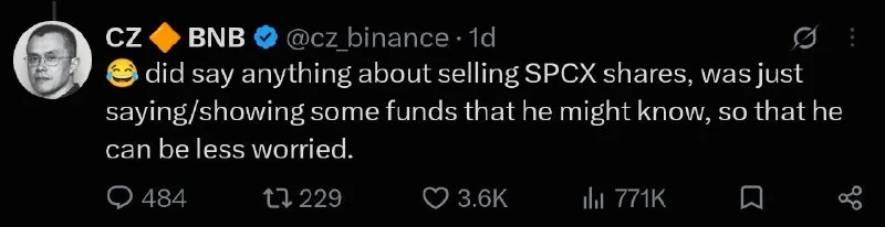 CZ, Binance’in SpaceX hisselerini satacağını söylemediğini açıkladı