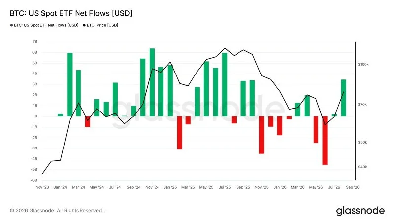 Spot BTC ETFs sammeln 3,5 Mrd. $ im August ein