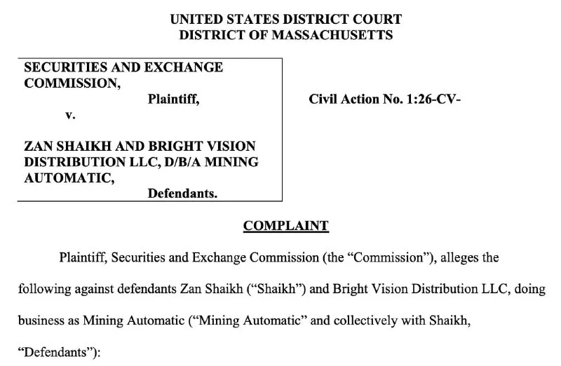 SEC demanda a Mining Automatic por fraude cripto de $22M