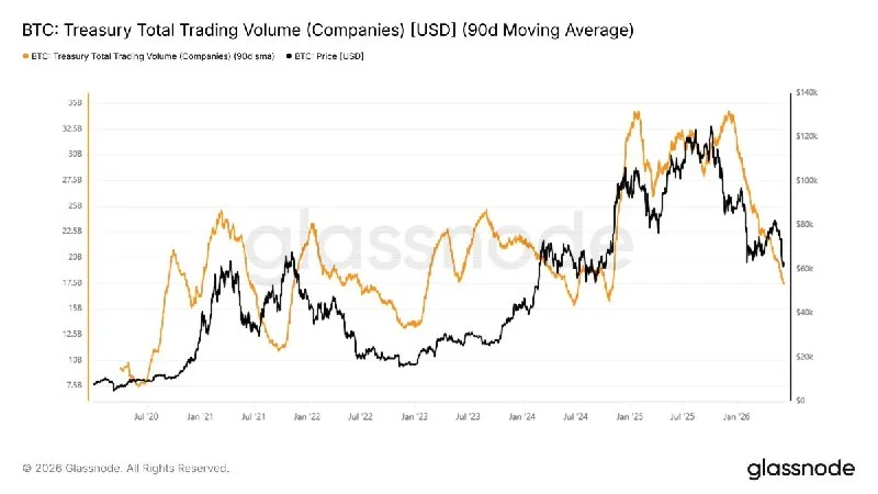 BTC treasury company trading volume drops 49% in six months