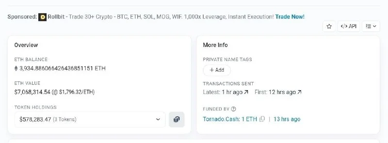 ETH: wallet ligada al exploit de Bonzo retiene $7M