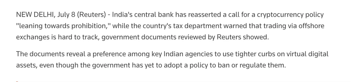 RBI Pushes to Ban Crypto, Urges Banks to Cut All Exposure