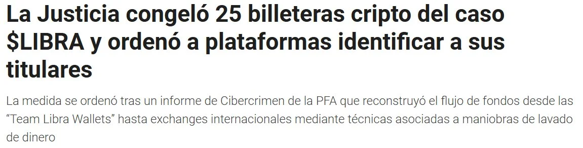 LIBRA Cüzdanlarına Arjantin’den Dondurma Kararı