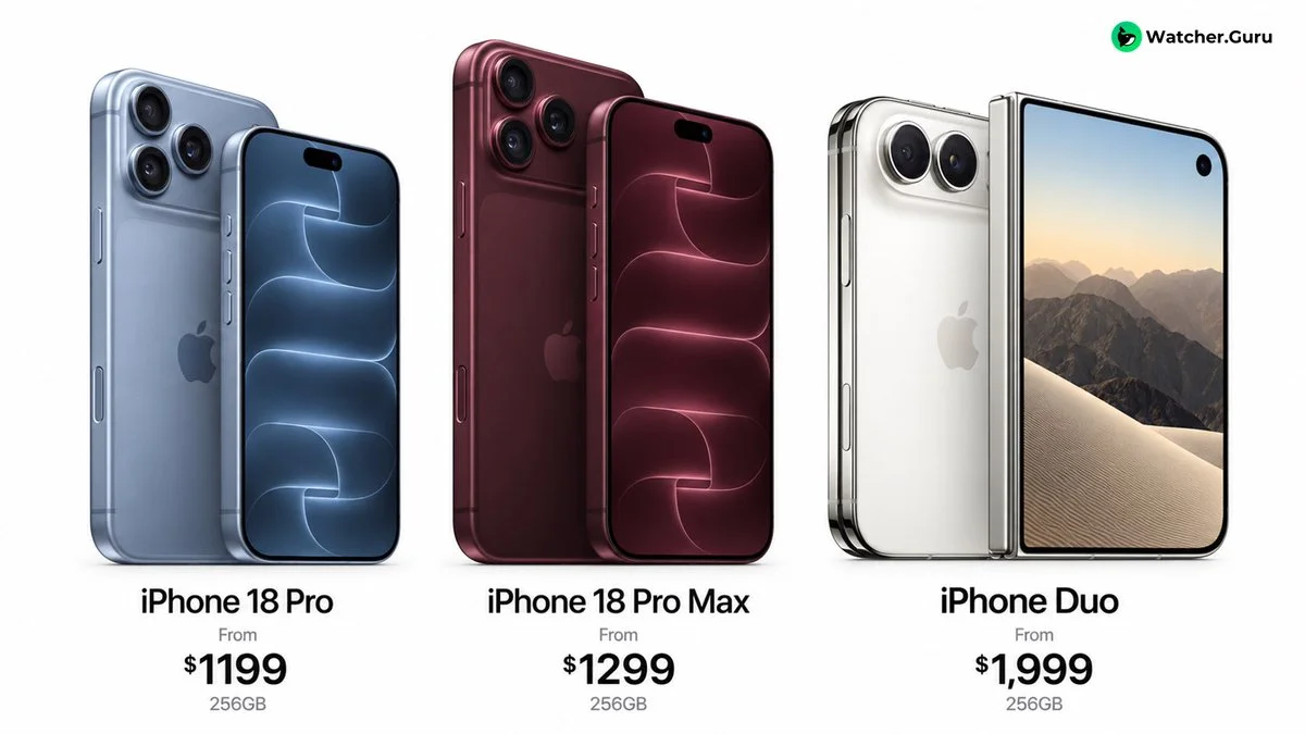 Apple Prices iPhone 18 Pro at $1,199, Duo at $1,999