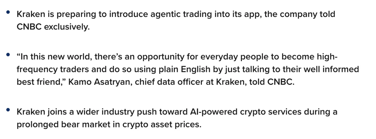 Kraken launches AI agentic trading to execute crypto trades