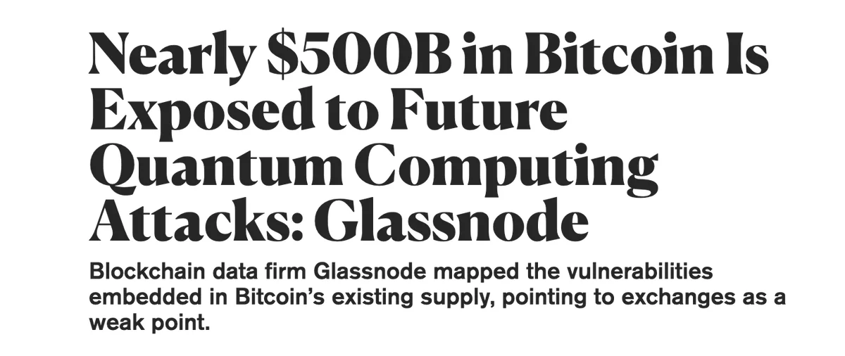 Glassnode: $469B in Bitcoin Exposed to Quantum Computing Attack Risk — 30% of All Issued Supply