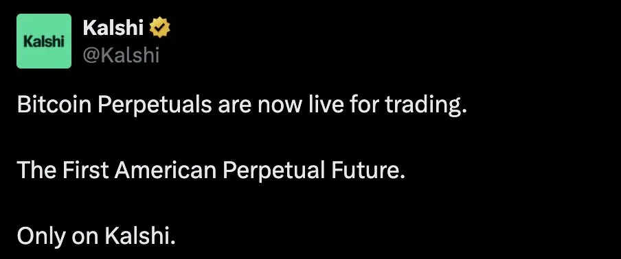 Kalshi launches CFTC-approved Bitcoin perpetual contracts!