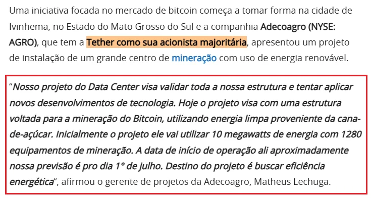 Tether-unterstütztes Adecoagro startet zuckerrohrbetriebenes BTC…