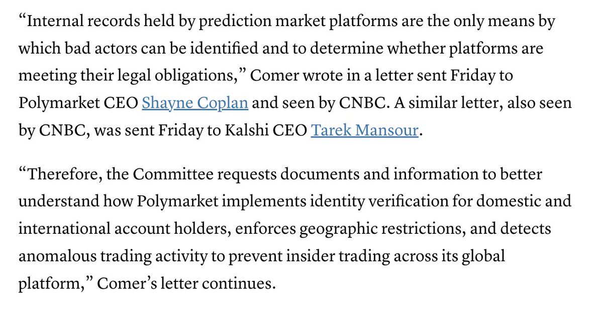 House Oversight Chair Launches Insider Trading Probe Into Kalshi and Polymarket!