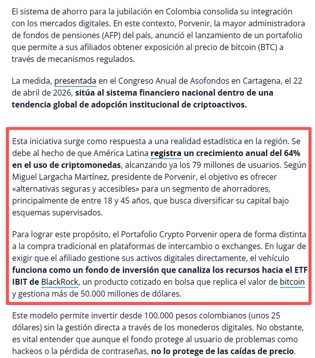 Colombia's Largest Pension Fund Moves Into Bitcoin via BlackRock's IBIT  

Accor