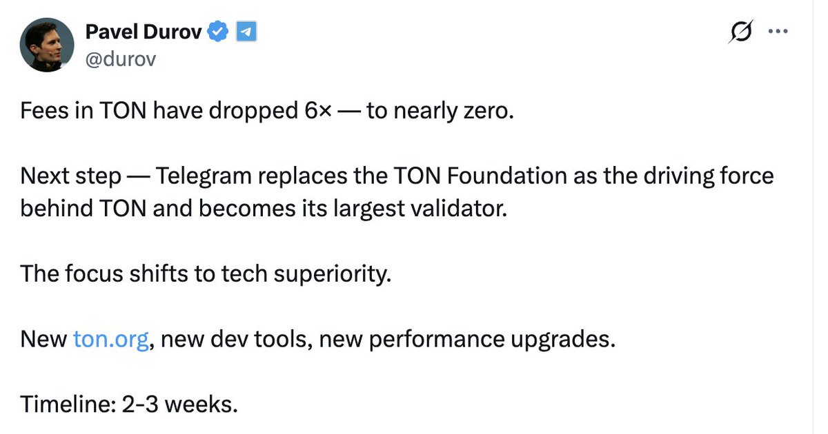 Pavel Durov: Telegram to Take Lead on TON, Become Largest Validator  

Telegram 