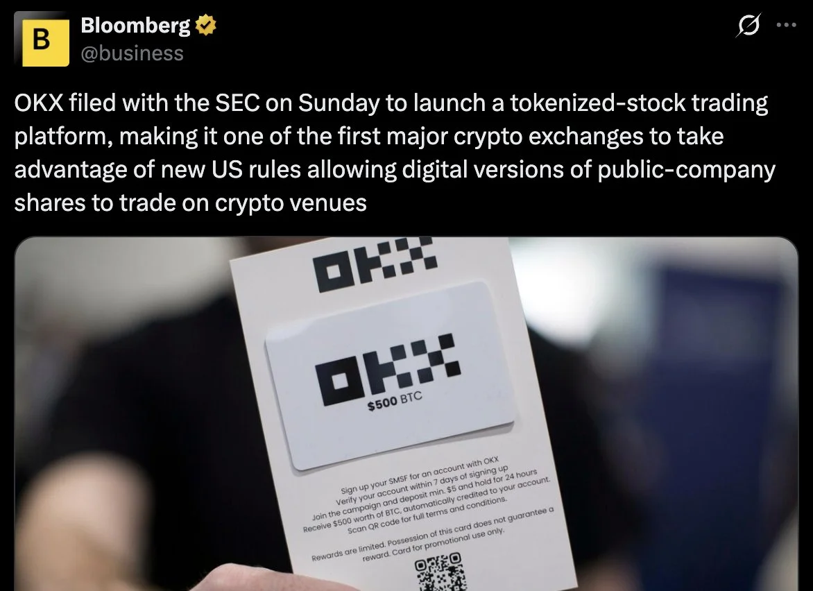 OKX Seeks SEC Approval to Trade Tokenized NYSE Stocks