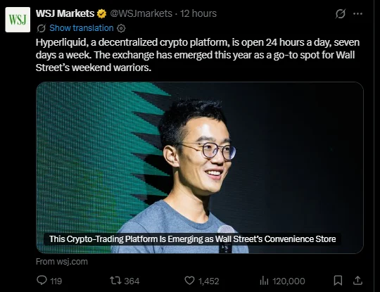 Les traders de Wall Street se tournent vers Hyperliquid pour le week-end et…