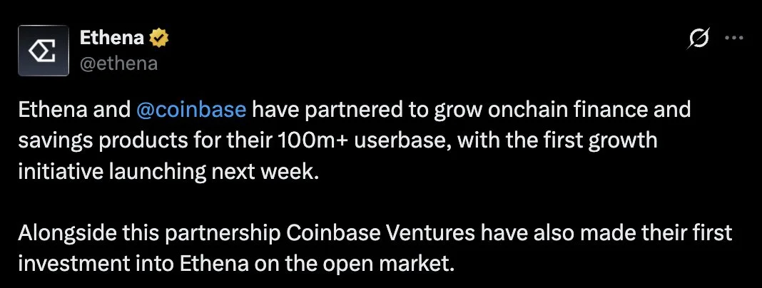 Coinbase Ventures compra ENA mientras la asociación con Ethena apunta a…
