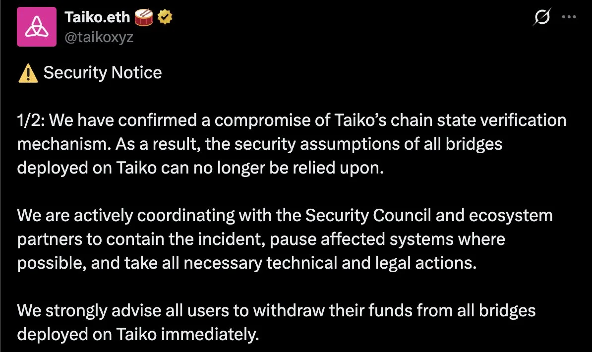 Taiko Bridge: Falha de Verificação Expõe Fundos dos Utilizadores