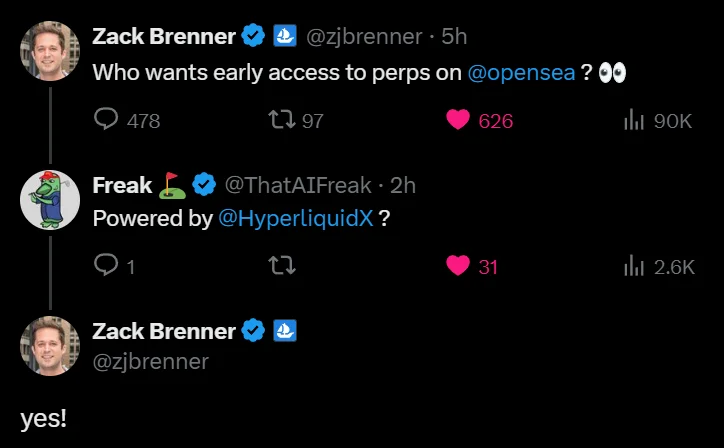 OpenSea provoca o lançamento de contratos perpétuos impulsionados pela Hyperliquid!