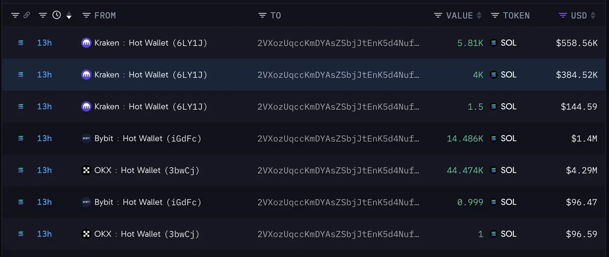 SOL Wallet Withdraws 68,773 Tokens From 3 Exchanges