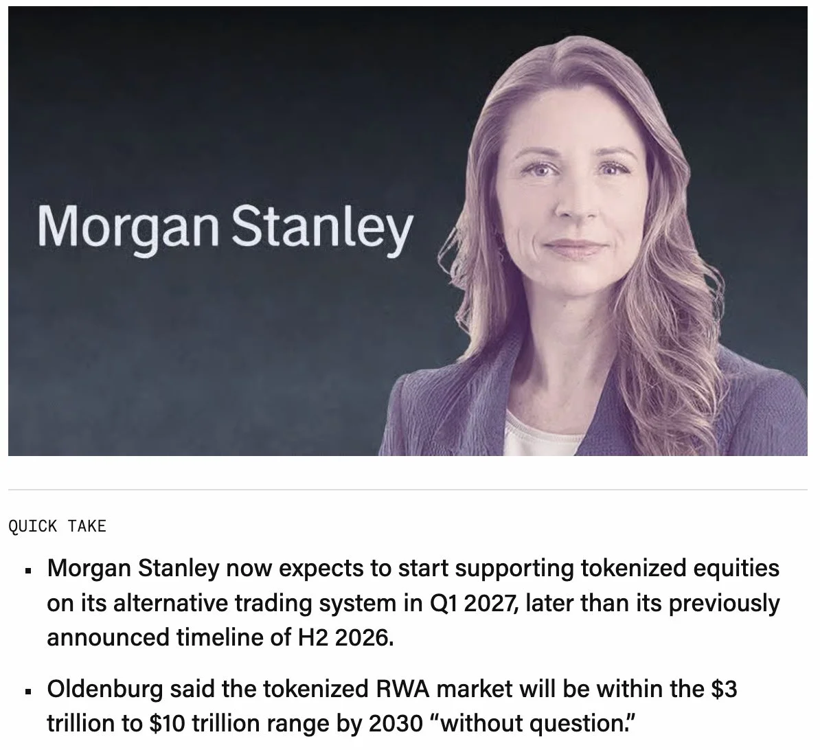 Morgan Stanley tokenize hisseleri 2027’ye erteledi